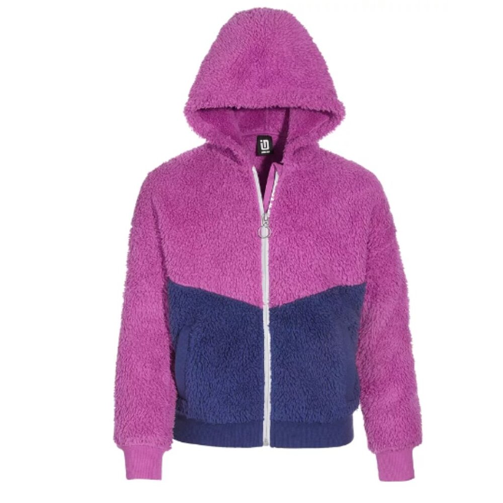 ID Ideology Big Girls Color blocked Faux-Sherpa Zip Jacket Size 4T NWT